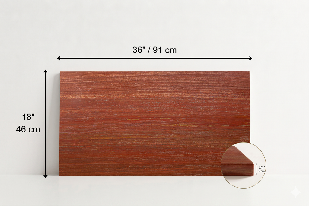 TILE RED HONED  TRAVERTINE 18" x 36" x 3/4 VEIN CUT
