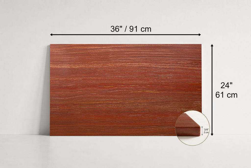 TILE RED HONED TRAVERTINE 24" x 36" x 3/4 VEIN CUT