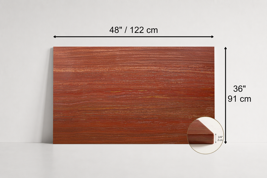 TILE RED HONED TRAVERTINE 36" x 48" x 3/4 VEIN CUT