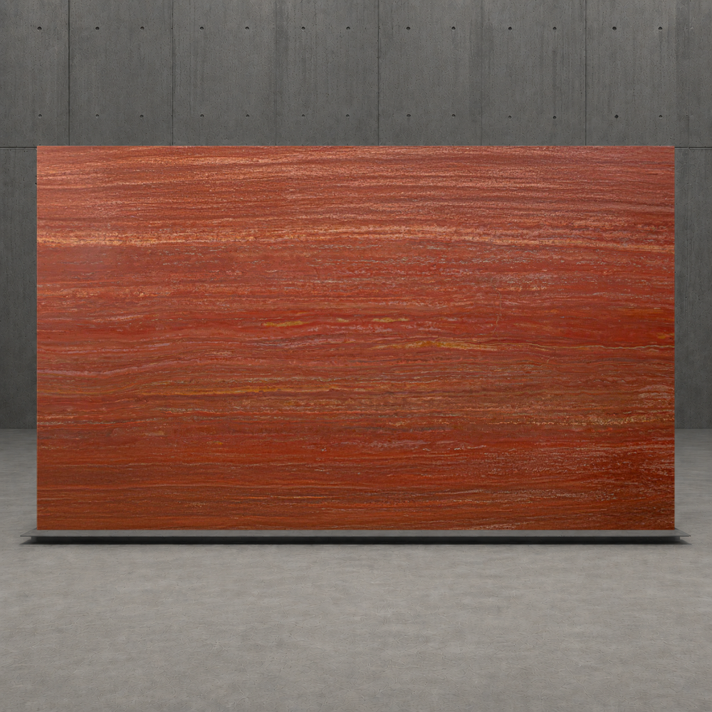 SLAB RED HONED TRAVERTINE 71" x 100" x 3/4" VEIN CUT