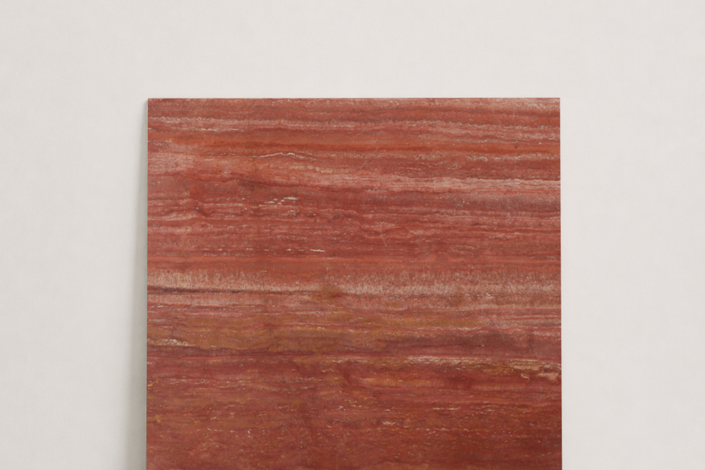 TILE RED LEATHER TRAVERTINE 18" x 18" x 3/8" VEIN CUT