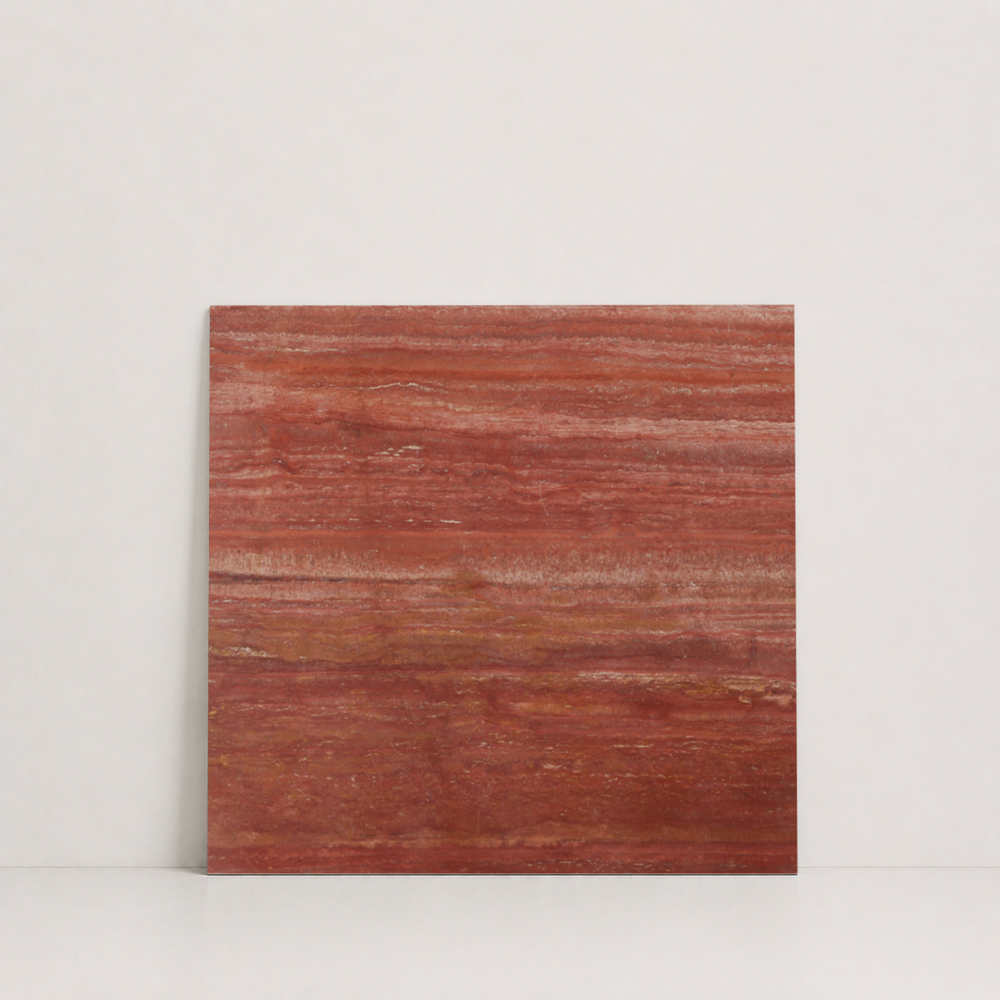 TILE RED LEATHER TRAVERTINE 18" x 18" x 3/4 VEIN CUT