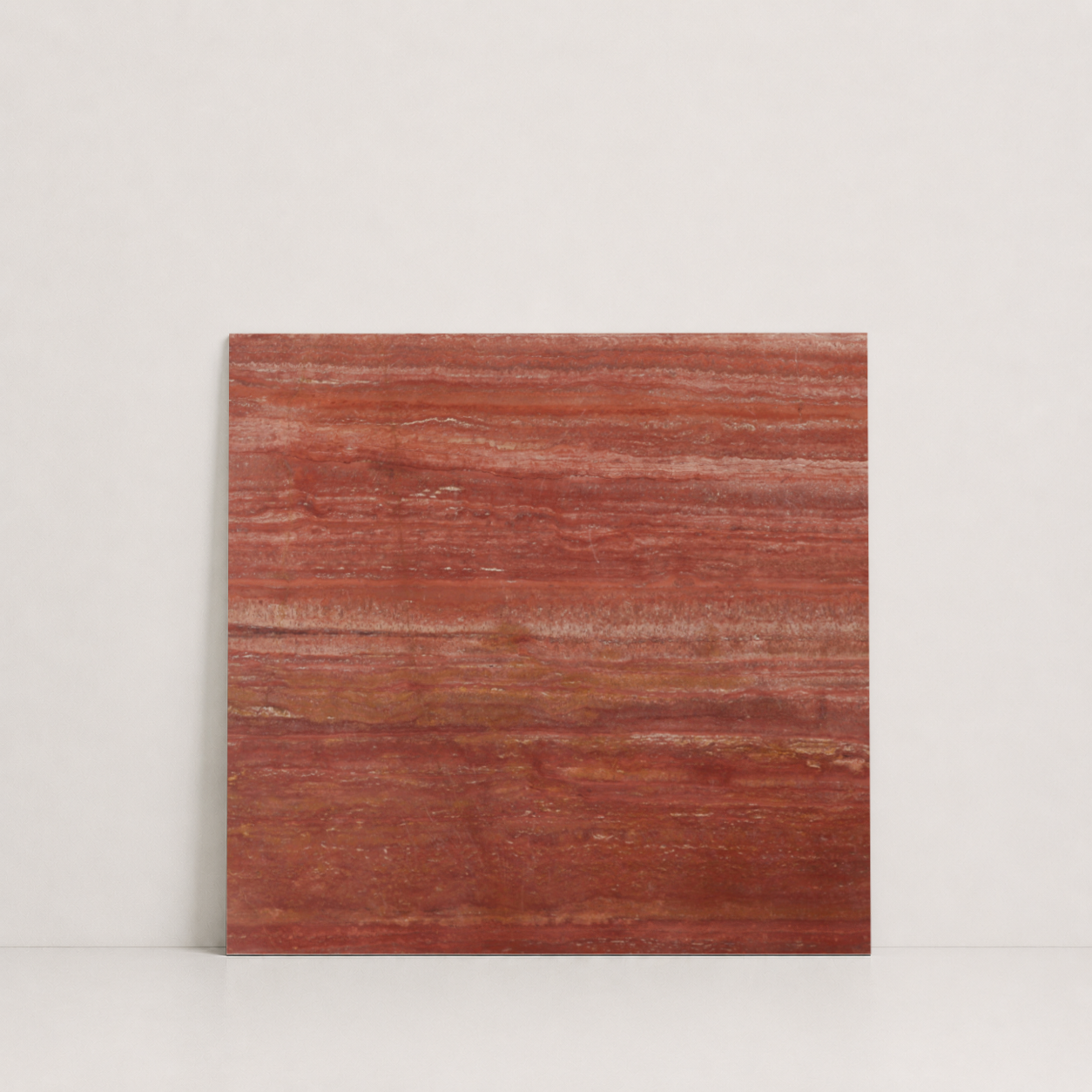 TILE RED LEATHER TRAVERTINE 18" x 18" x 3/8" VEIN CUT