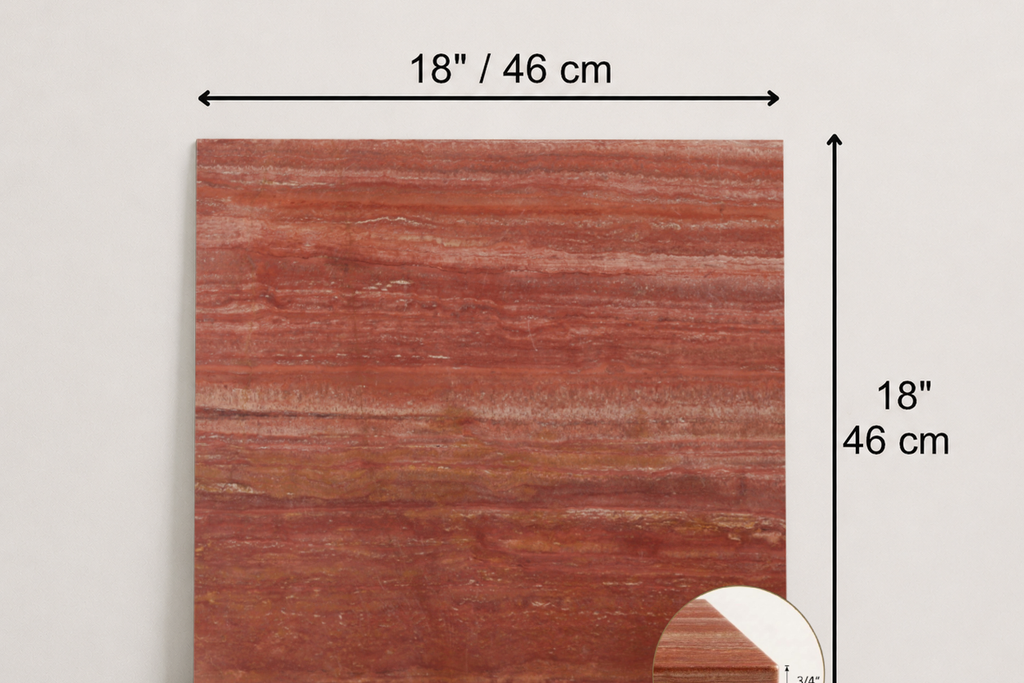 TILE RED LEATHER TRAVERTINE 18" x 18" x 3/4 VEIN CUT