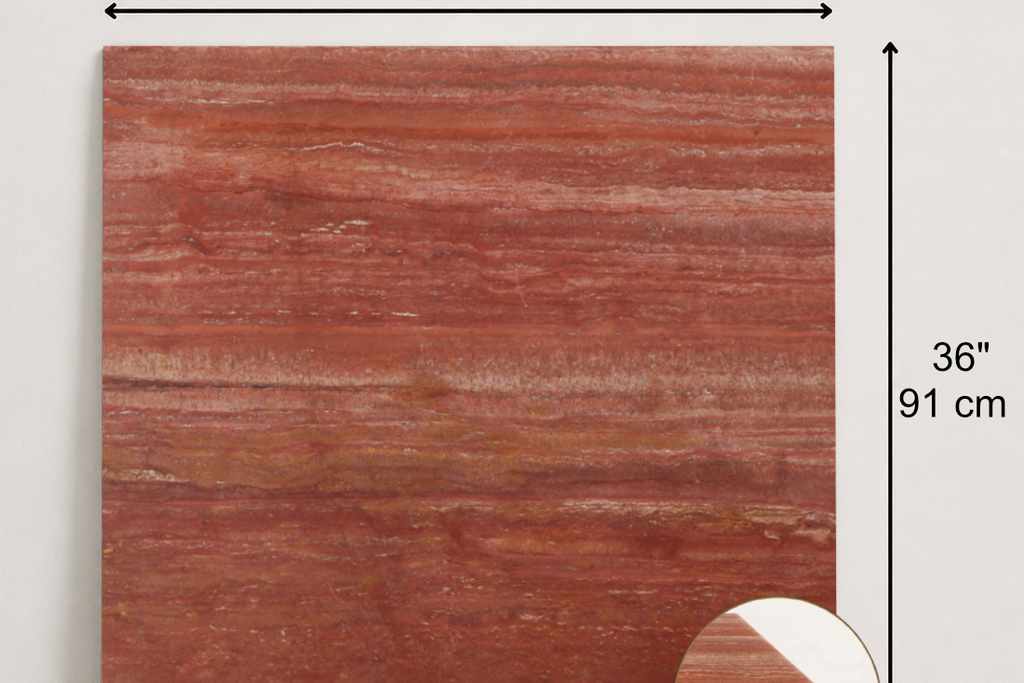 TILE RED LEATHER TRAVERTINE 36" x 36" x 3/4 VEIN CUT