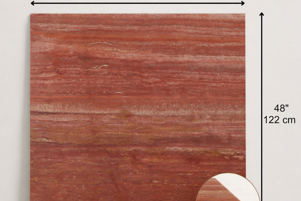 TILE RED LEATHER TRAVERTINE 48" x 48" x 3/4 VEIN CUT