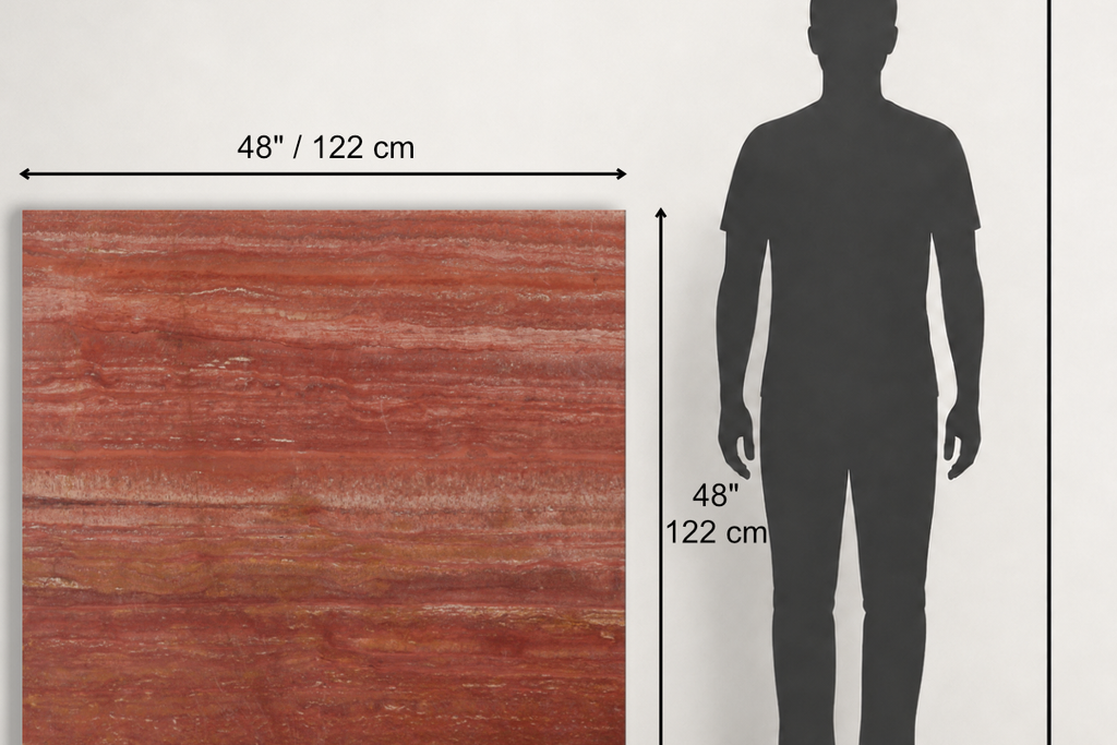 TILE RED LEATHER TRAVERTINE 48" x 48" x 3/4 VEIN CUT
