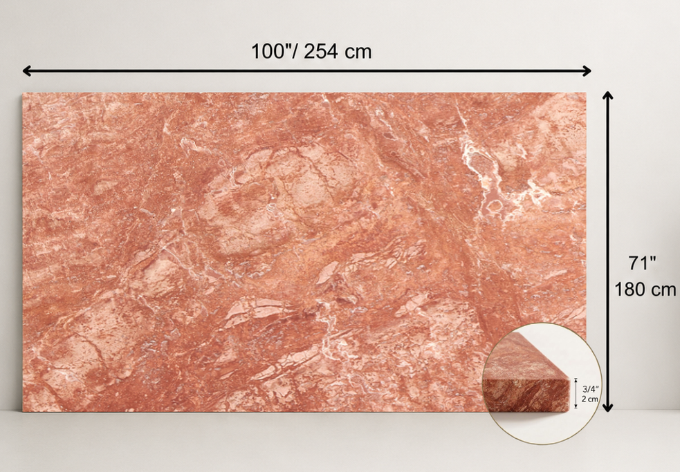 SLAB RED LEATHER TRAVERTINE 71" x 1000" x 3/4" CROSS CUT