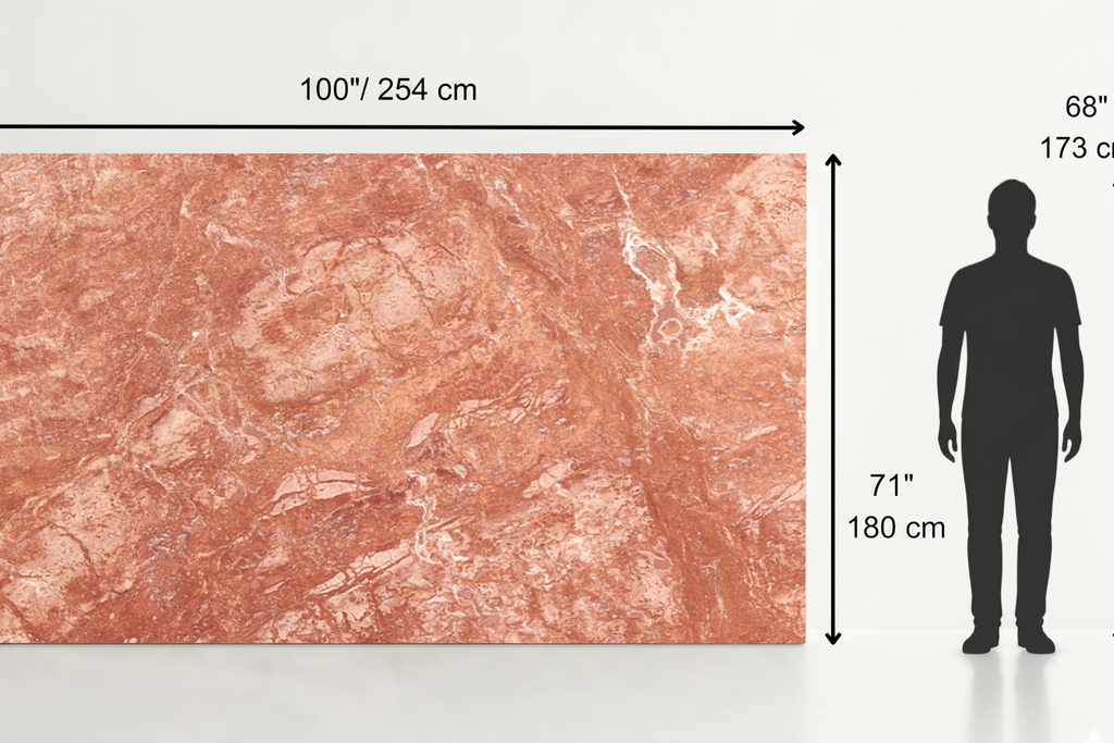SLAB RED LEATHER TRAVERTINE 71" x 1000" x 3/4" CROSS CUT