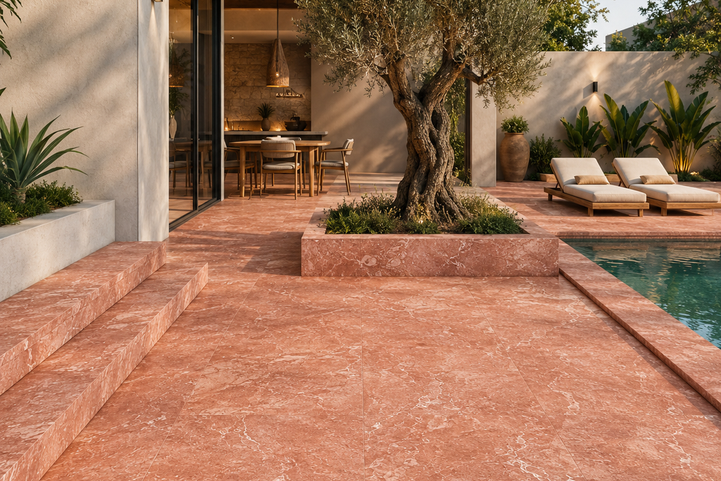 TILE RED LEATHER TRAVERTINE 24" x 48" x 3/4 CROSS CUT