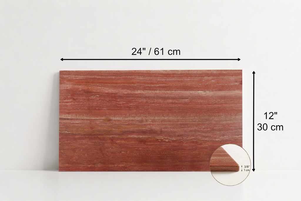 TILE RED LEATHER TRAVERTINE 12" x 24" x 3/8 VEIN CUT