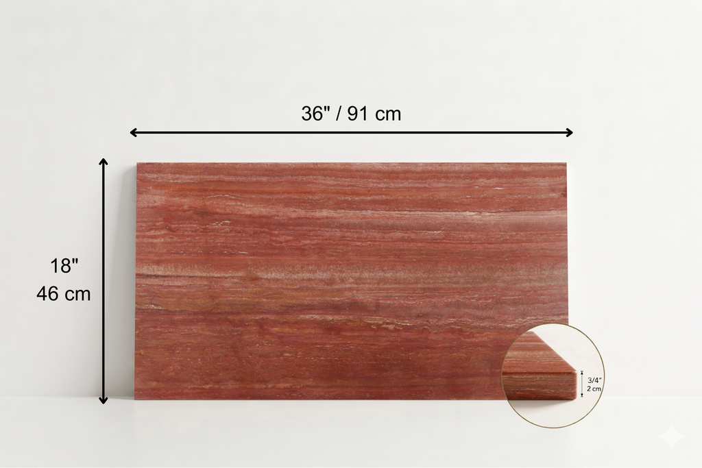 TILE RED LEATHER TRAVERTINE 18" x 36" x 3/4 VEIN CUT
