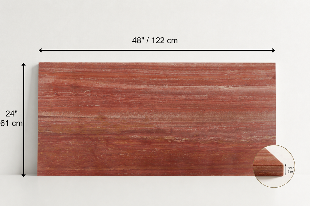 TILE RED LEATHER TRAVERTINE 24" x 48" x 3/4 VEIN CUT