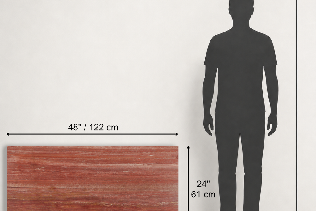 TILE RED LEATHER TRAVERTINE 24" x 48" x 3/4 VEIN CUT