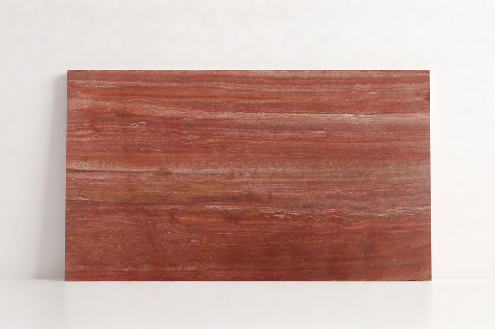 TILE RED LEATHER TRAVERTINE 36" x 48" x 3/4 VEIN CUT
