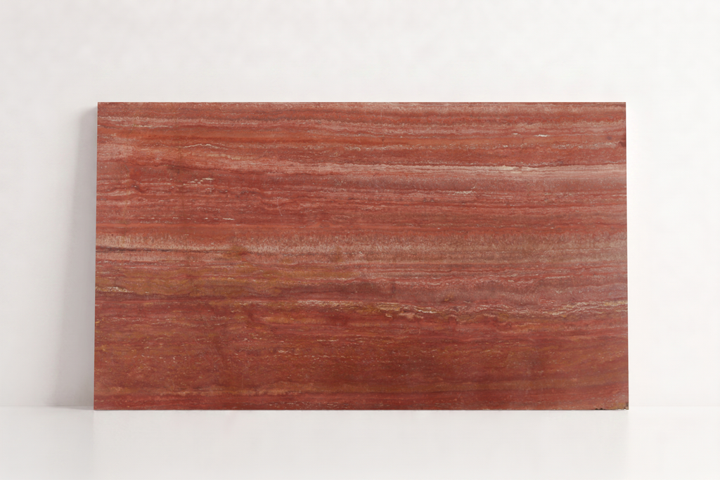 TILE RED LEATHER TRAVERTINE 36" x 48" x 3/4 VEIN CUT