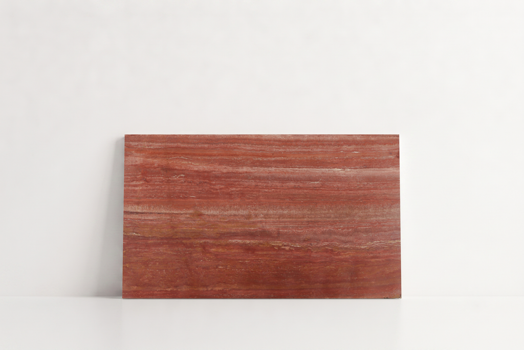 PAVERS RED LEATHER TRAVERTINE 6" X 12" X 1 1/4" VEIN CUT