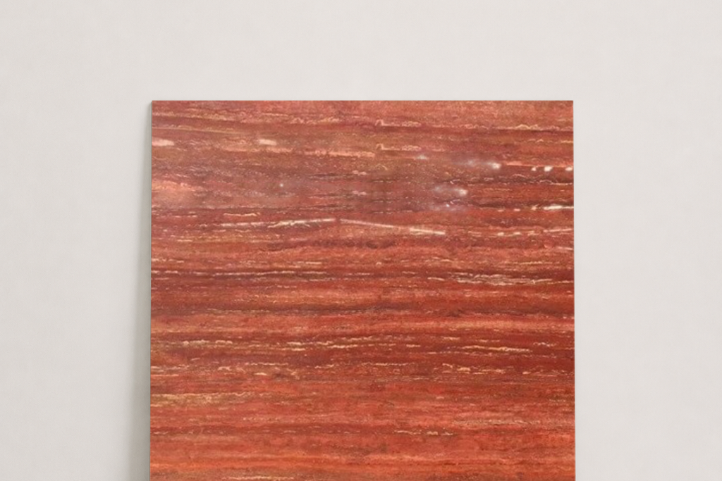 TILE RED POLISHED TRAVERTINE 18" x 18" x 3/8" VEIN CUT