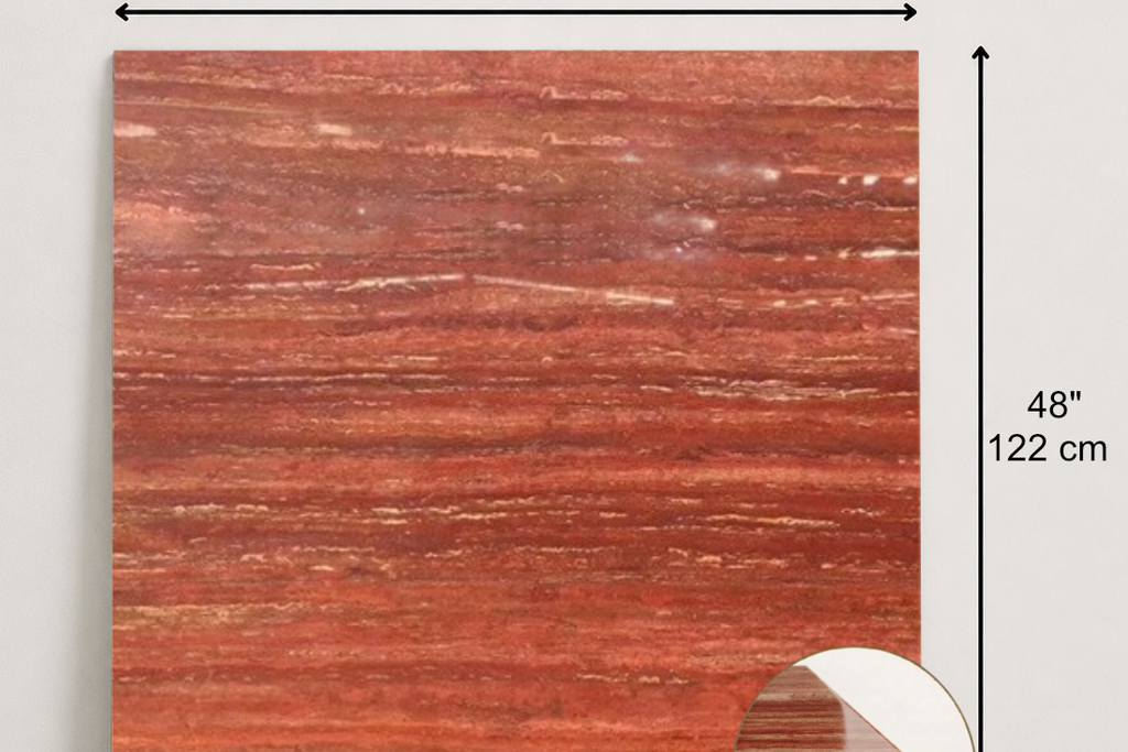 TILE RED POLISHED TRAVERTINE 48" x 48" x 3/4 VEIN CUT