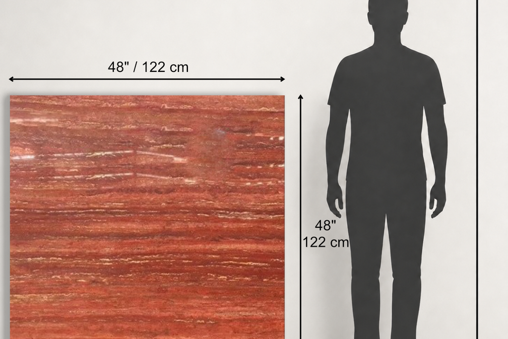 TILE RED POLISHED TRAVERTINE 48" x 48" x 3/4 VEIN CUT