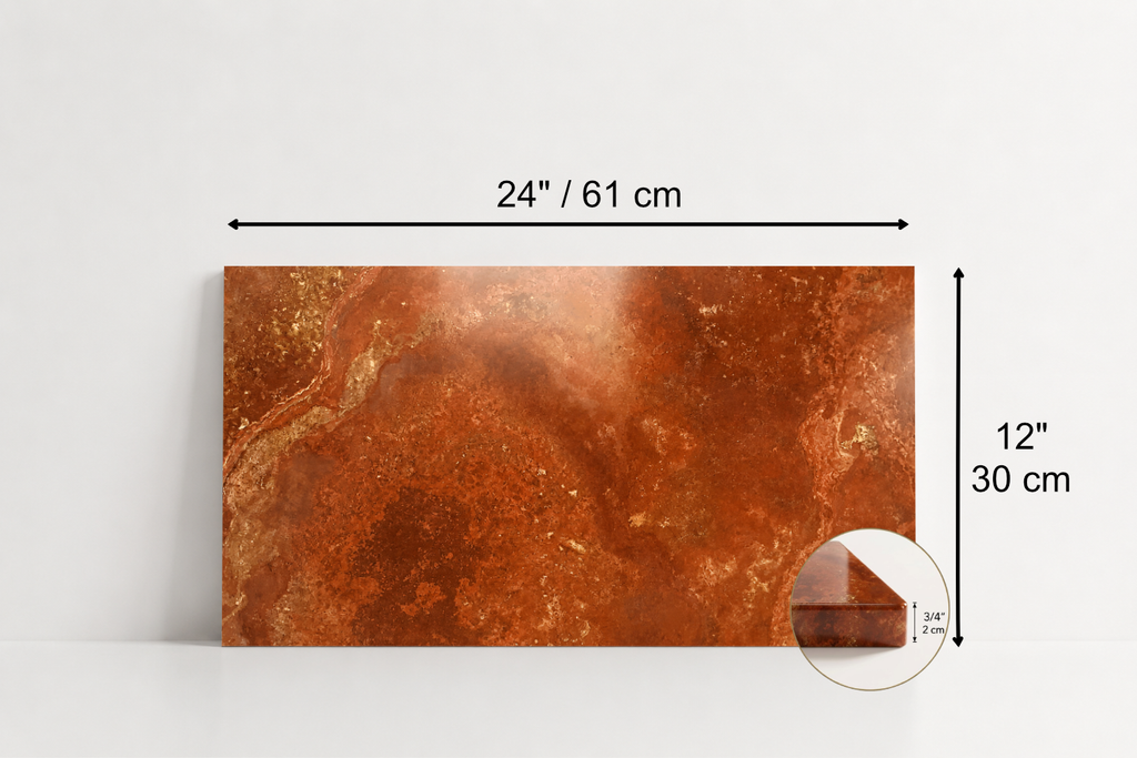 TILE RED POLISHED TRAVERTINE 12" x 24" x 3/4 CROSS CUT