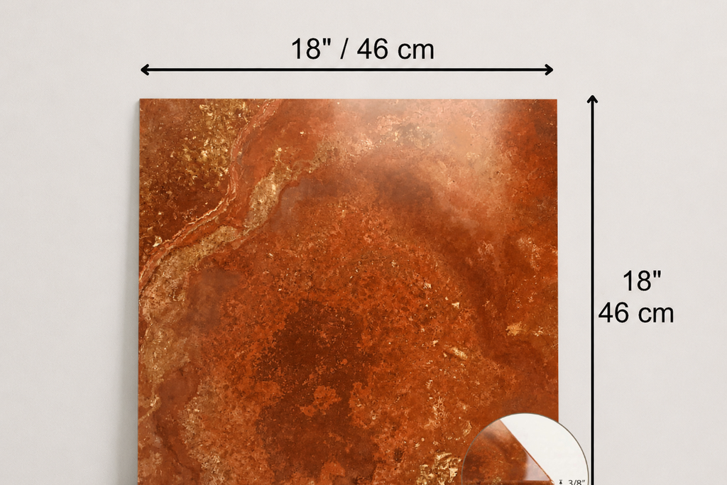 TILE RED POLISHED TRAVERTINE 18" x 18" x 3/8" CROSS CUT