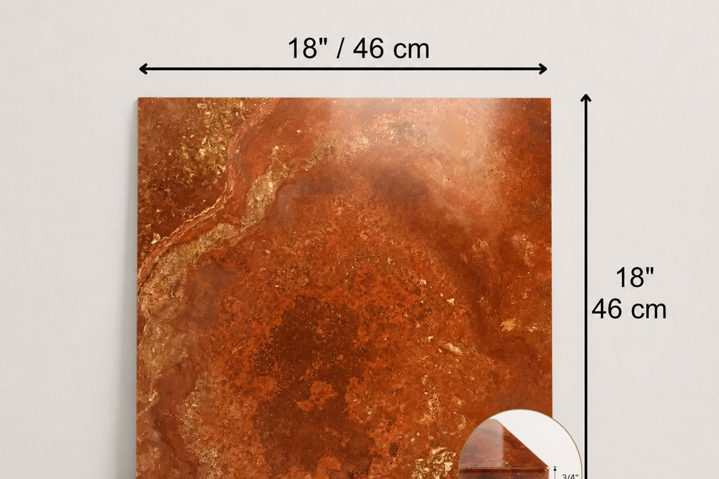 TILE RED POLISHED TRAVERTINE 18" x 18" x 3/4 CROSS CUT