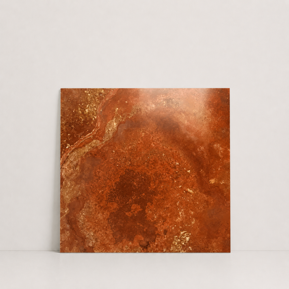 TILE RED POLISHED TRAVERTINE 18" x 18" x 3/4 CROSS CUT