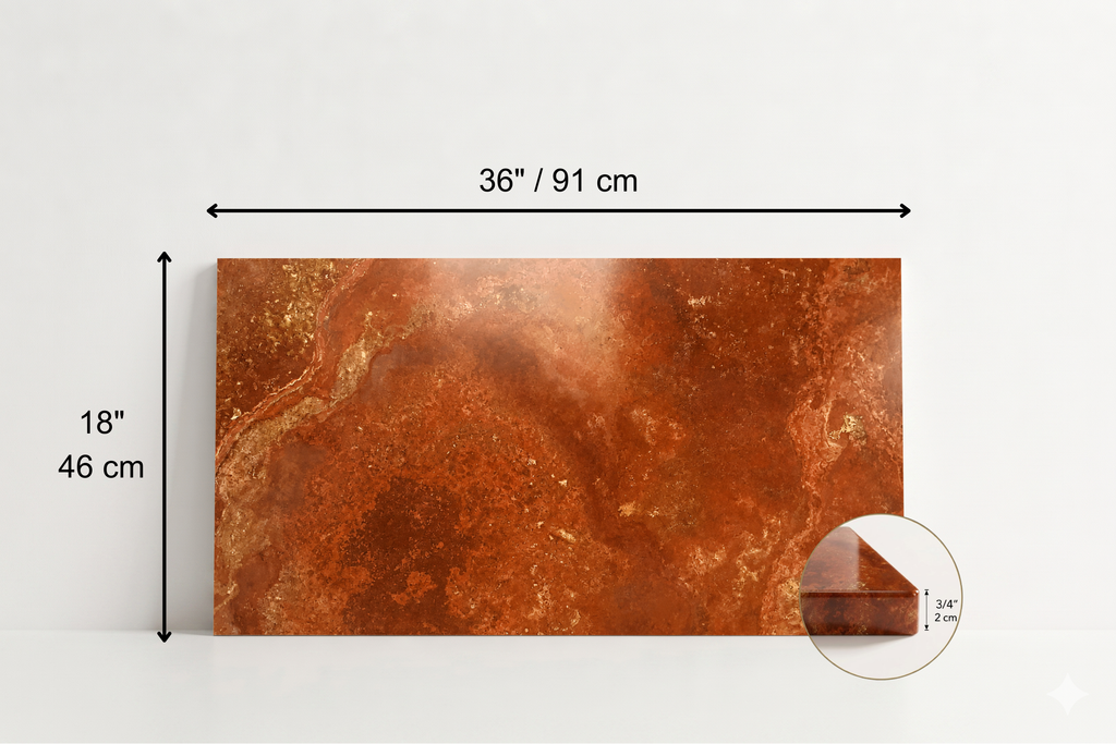 TILE RED POLISHED TRAVERTINE 18" x 36" x 3/4 CROSS CUT