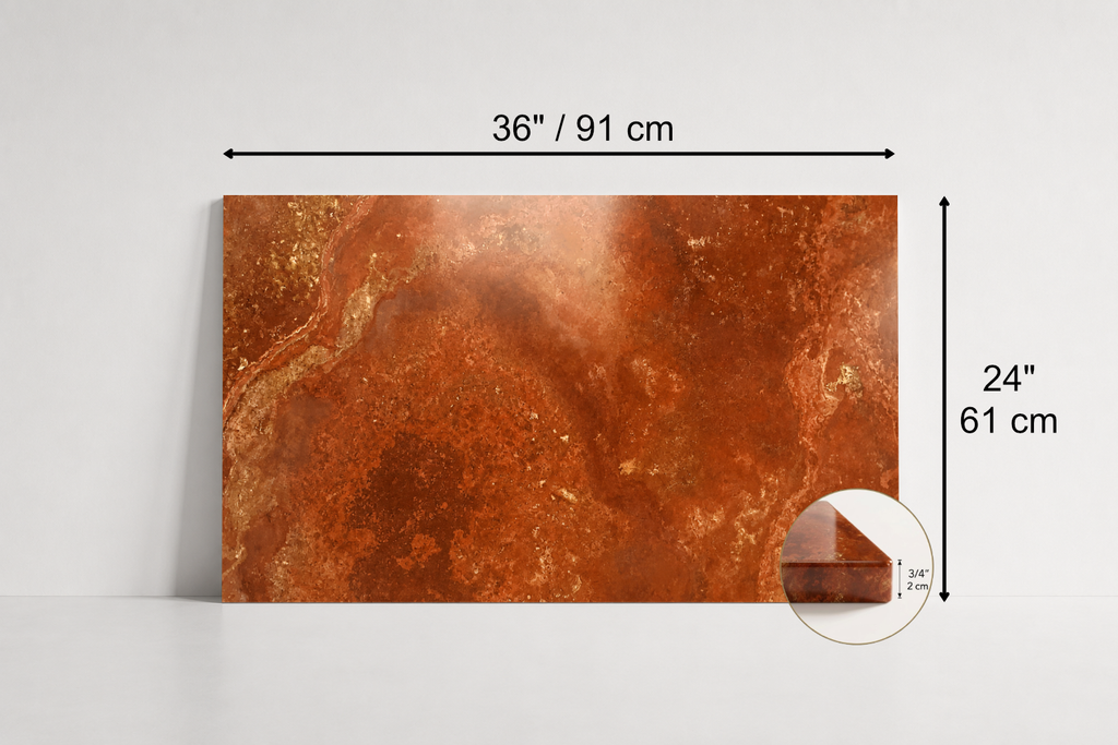 TILE RED POLISHED TRAVERTINE 24" x 36" x 3/4 CROSS CUT