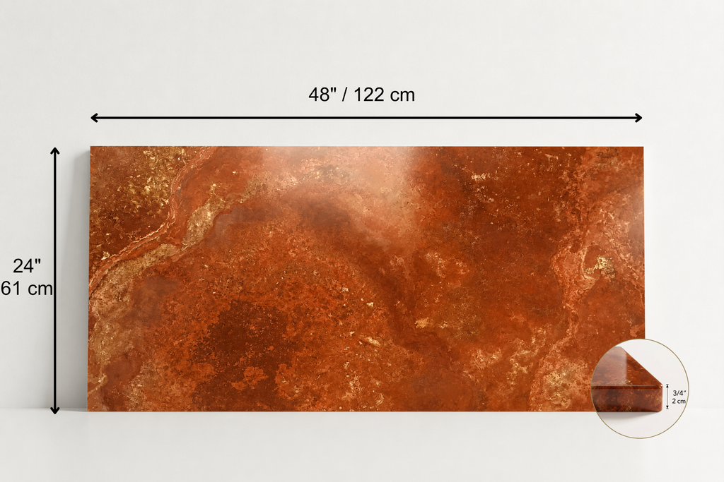 TILE RED POLISHED TRAVERTINE 24" x 48" x 3/4 CROSS CUT