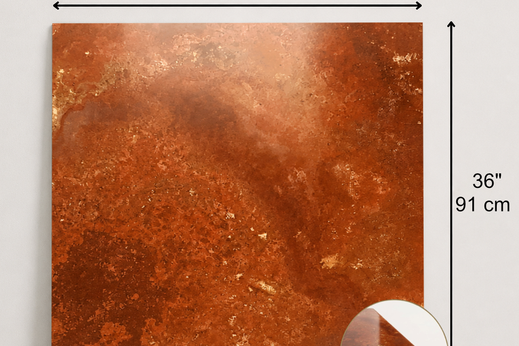 TILE RED POLISHED TRAVERTINE 36" x 36" x 3/4 CROSS CUT