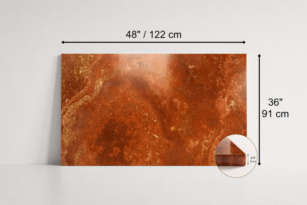 TILE RED POLISHED TRAVERTINE 36" x 48" x 3/4 CROSS CUT