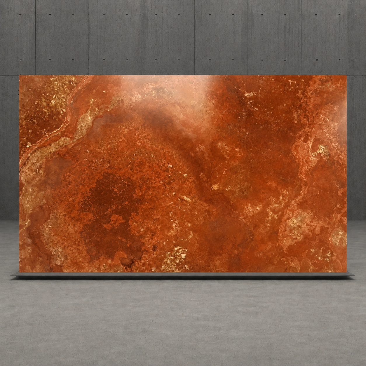 SLAB RED POLISHED TRAVERTINE 71" x 100" x 3/4" CROSS CUT