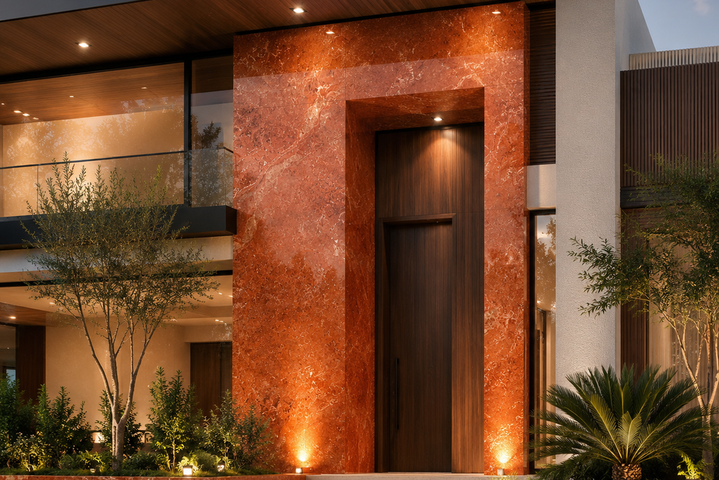 TILE RED POLISHED TRAVERTINE 24" x 36" x 3/4 CROSS CUT
