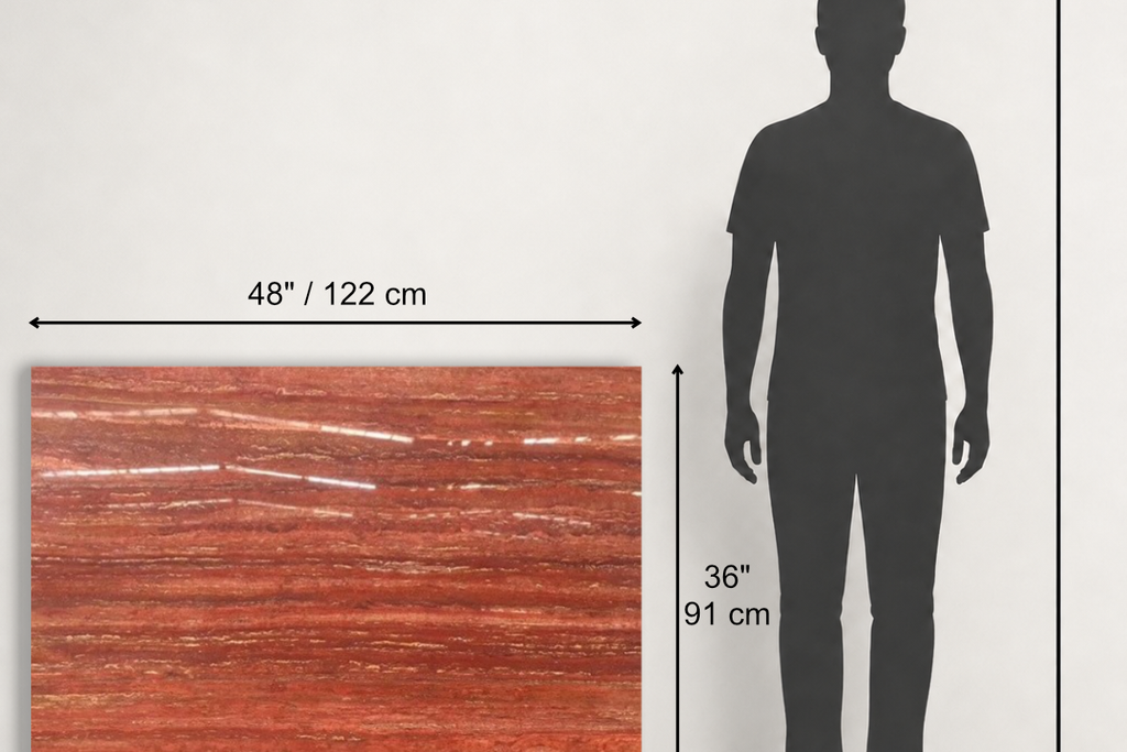 TILE RED POLISHED TRAVERTINE 36" x 48" x 3/4 VEIN CUT