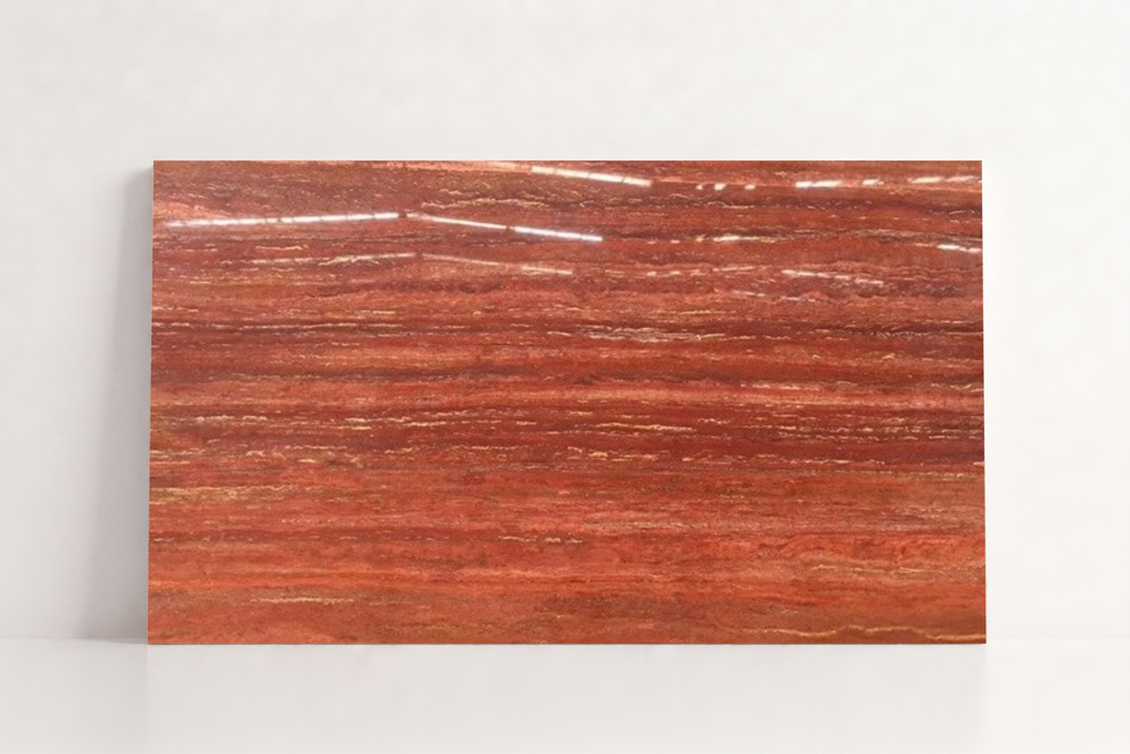 TILE RED POLISHED TRAVERTINE 36" x 48" x 3/4 VEIN CUT