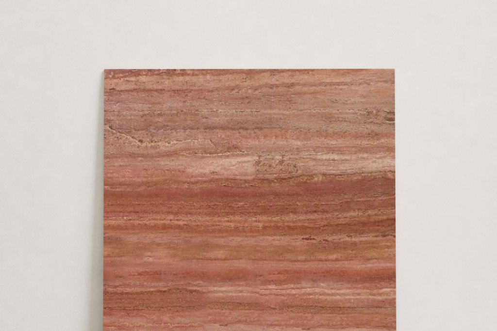 TILE RED SANDBLASTED TRAVERTINE 18" x 18" x 3/4 VEIN CUT