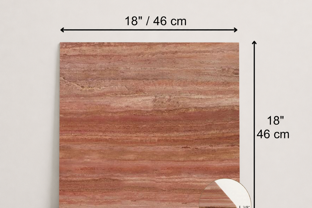 TILE RED SANDBLASTED TRAVERTINE 18" x 18" x 3/8" VEIN CUT
