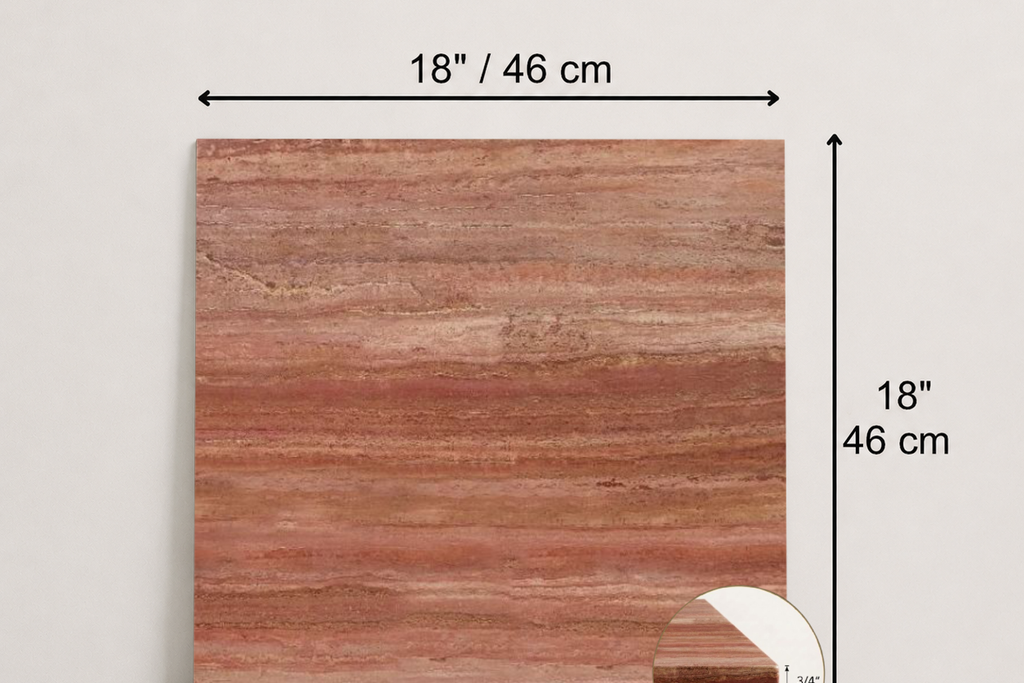TILE RED SANDBLASTED TRAVERTINE 18" x 18" x 3/4 VEIN CUT