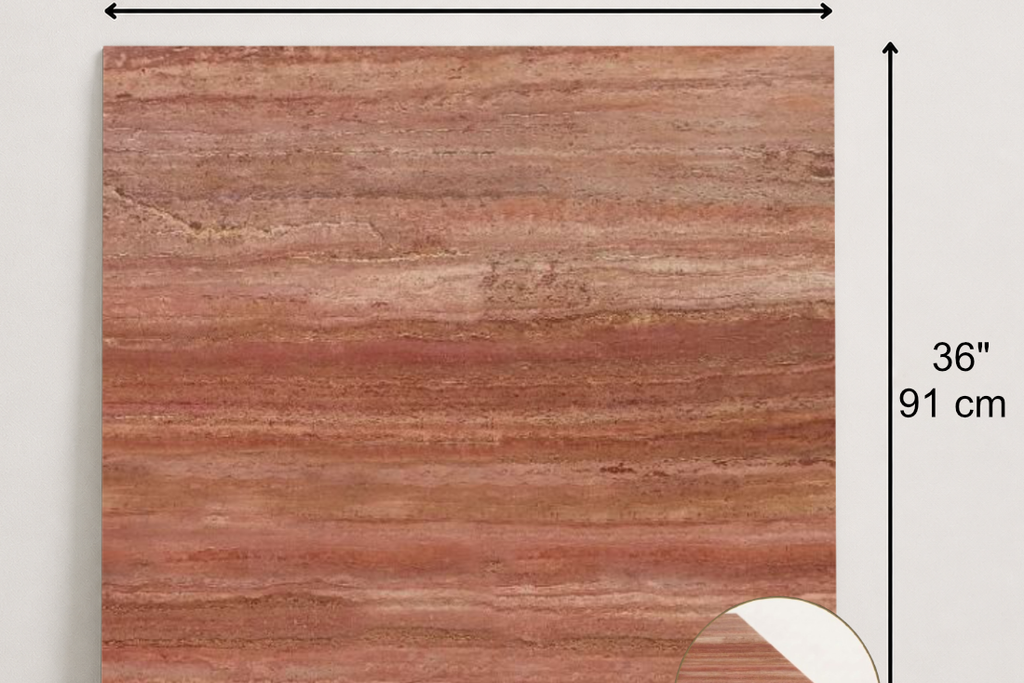 TILE RED SANDBLASTED TRAVERTINE 36" x 36" x 3/4 VEIN CUT