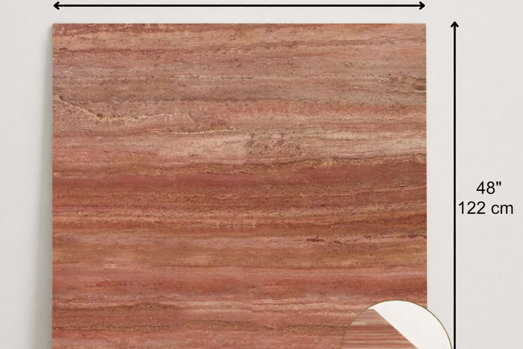 TILE RED SANDBLASTED TRAVERTINE 48" x 48" x 3/4 VEIN CUT