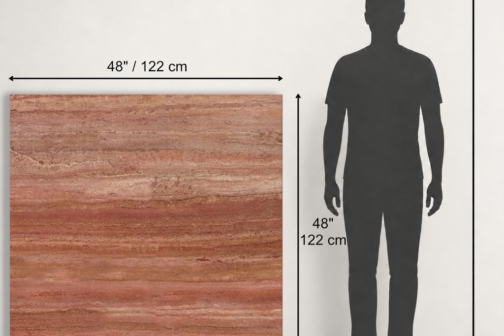 TILE RED SANDBLASTED TRAVERTINE 48" x 48" x 3/4 VEIN CUT