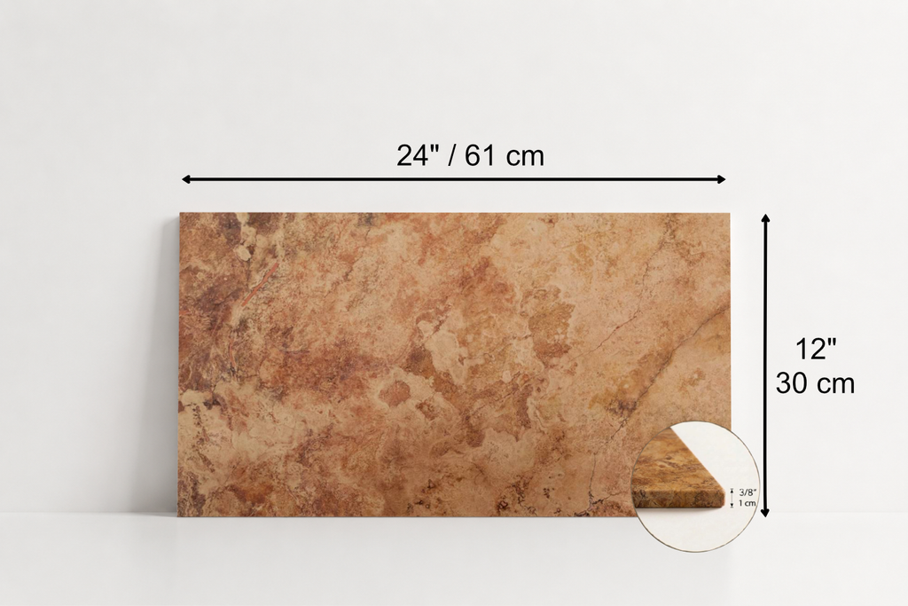 TILE RED SANDBLASTED TRAVERTINE 12" x 24" x 3/8 CROSS CUT
