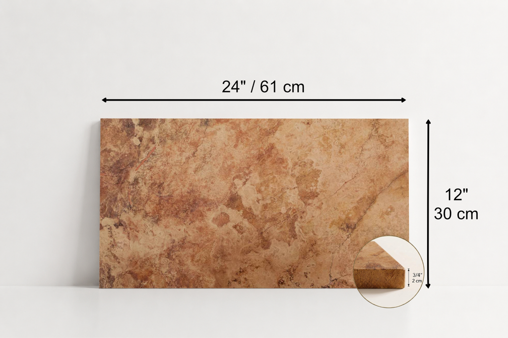 TILE RED SANDBLASTED TRAVERTINE 12" x 24" x 3/4 CROSS CUT