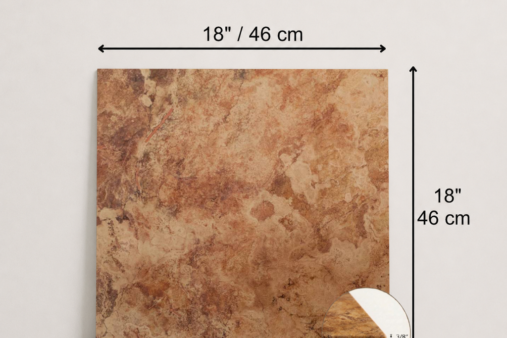 TILE RED SANDBLASTED TRAVERTINE 18" x 18" x 3/8" CROSS CUT