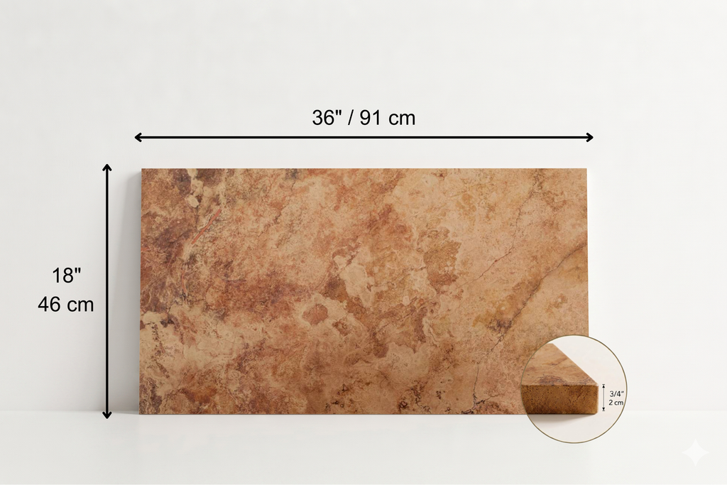 TILE RED SANDBLASTED TRAVERTINE 18" x 36" x 3/4 CROSS CUT