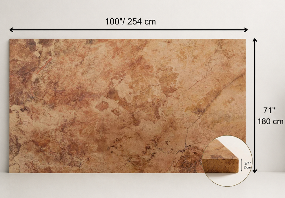 SLAB RED SANDBLASTED TRAVERTINE 71" x 100" x 3/4" CROSS CUT