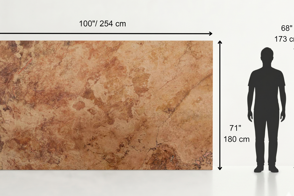 SLAB RED SANDBLASTED TRAVERTINE 71" x 100" x 3/4" CROSS CUT