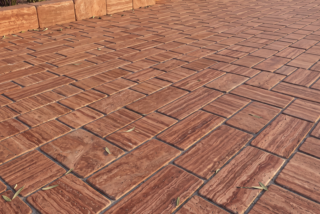 TILE RED SANDBLASTED TRAVERTINE 12" x 24" x 3/8 VEIN CUT